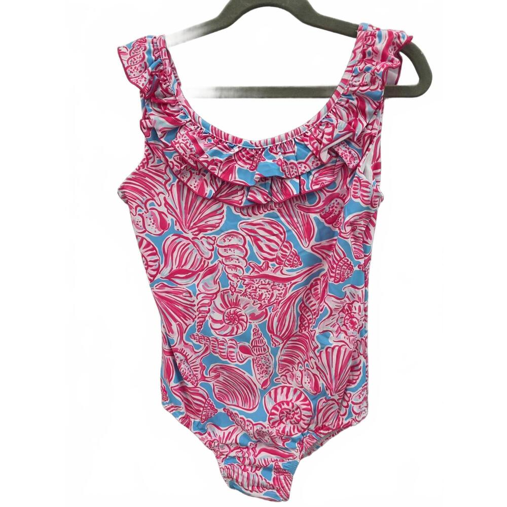 NEW CHARLIES PROJECT girl's seashells by the seashore one piece swimsuit in pink
